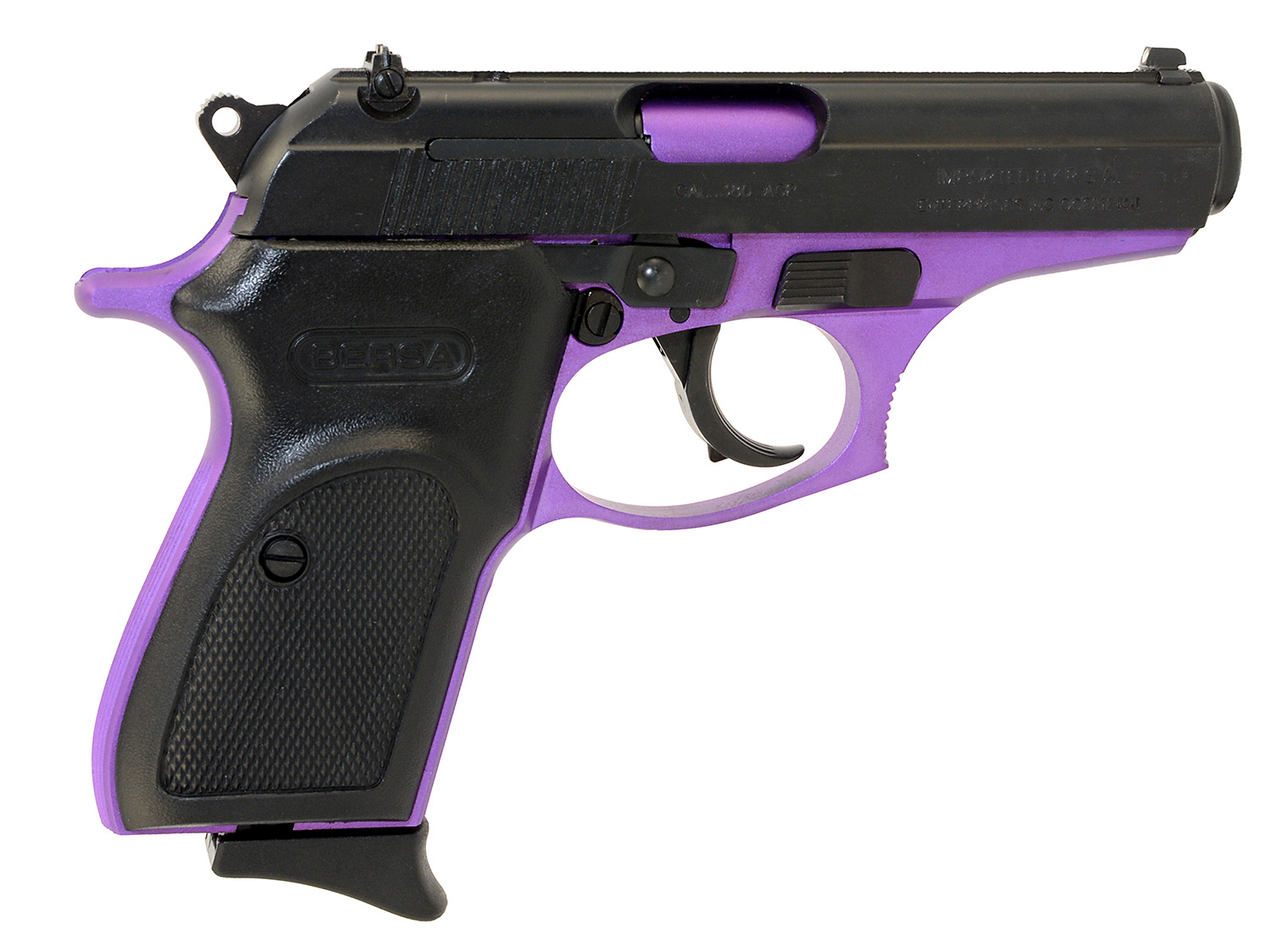 Bersa T380PRP8 Thunder  Micro-Compact Frame 380 ACP 8+1, 3.50 Purple Cerakote Steel Barrel, Matte Black Serrated Steel Slide, Purple Cerakote Aluminum Frame