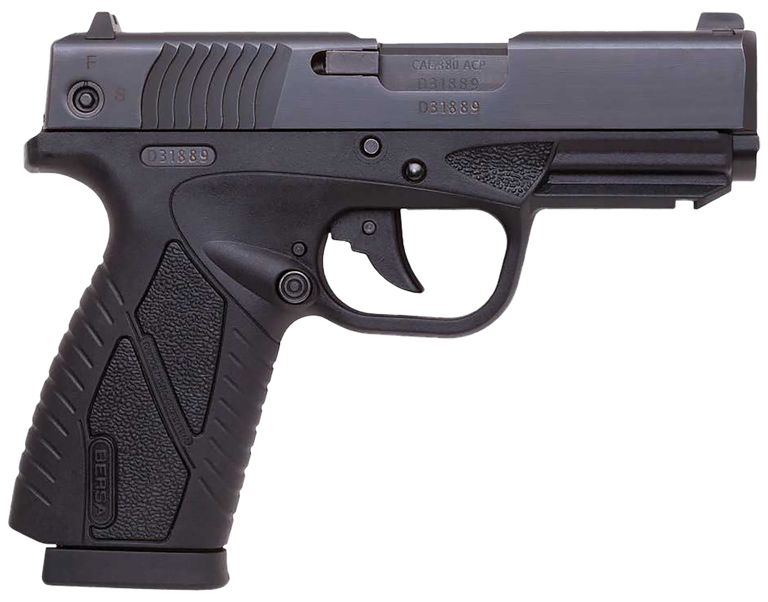 Bersa BP380MCC BPCC Concealed Carry Sub-Compact Frame 380 ACP 8+1, 3.30 Black Steel Barrel, Matte Black Serrated Steel Slide & Polymer Frame w/Picatinny Rail