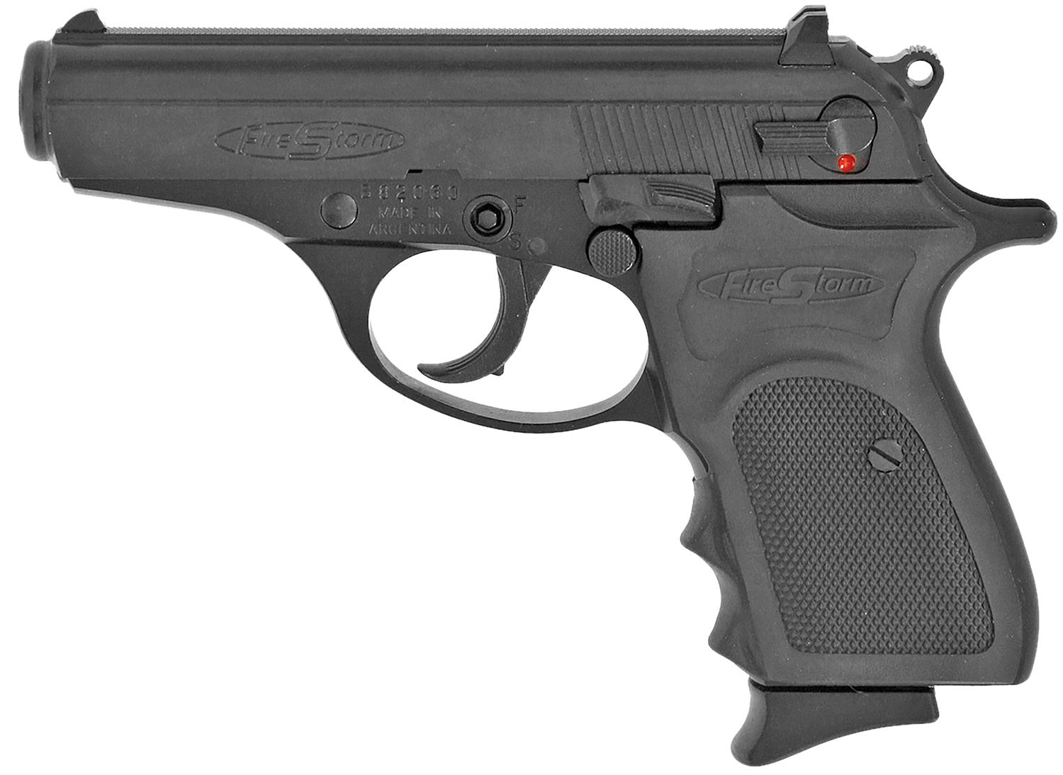 Bersa Firestorm 380 ACP 3.5 in. – Proven 7+1 Aluminum Frame Pistol 3 Bersa Firestorm 380 ACP pistol right side view with decocker safety and wraparound rubber grip