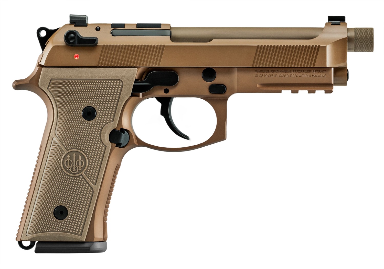 Beretta USA JS92QM9A4M15 M9A4 Centurion 9mm Luger 4.80" Barrel 15+1, Flat Dark Earth Cerakote Polymer Frame, Serrated Steel Optic Cut Slide, Polymer Grip & Decocker Only Safety