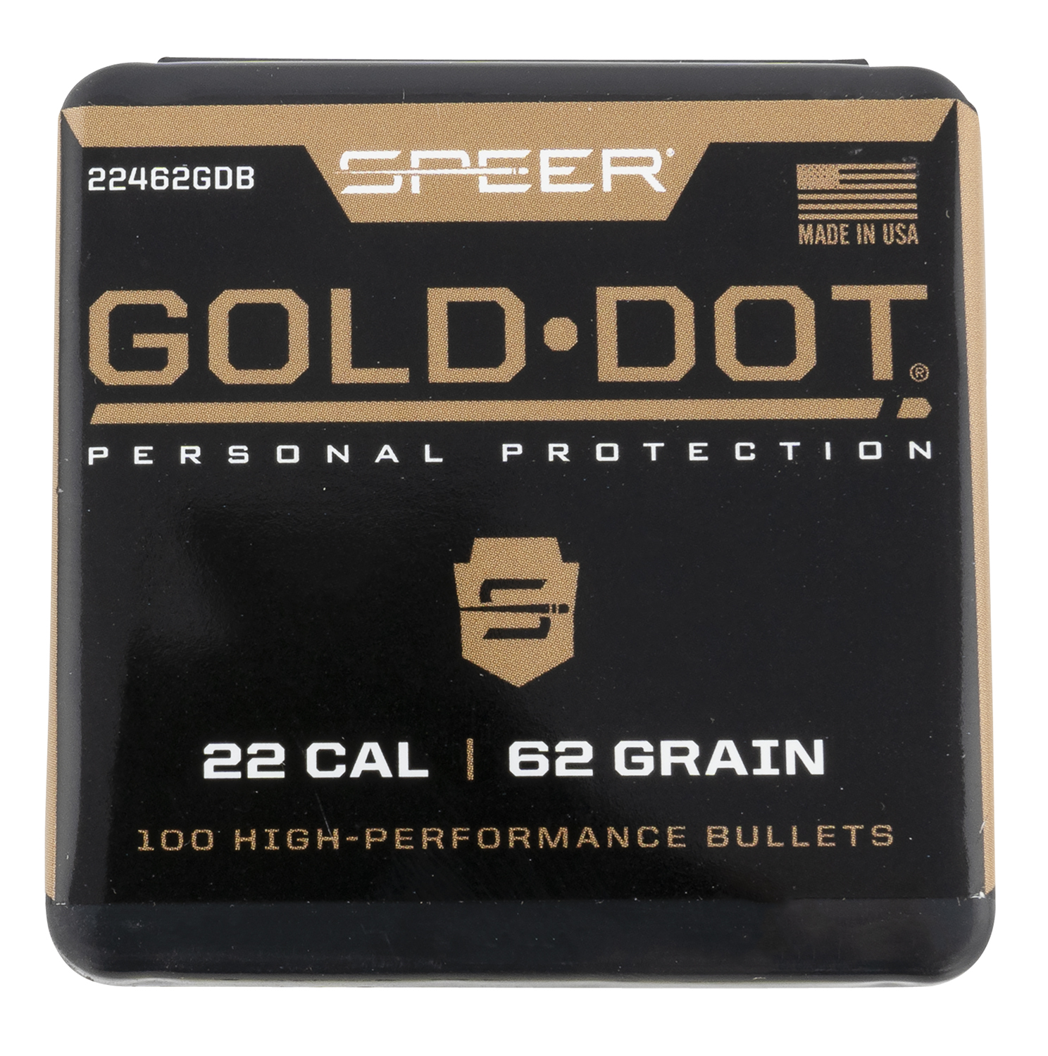 Speer 22462GDB Gold Dot .224 Cal 62gr Soft Point Bullets 100/Box