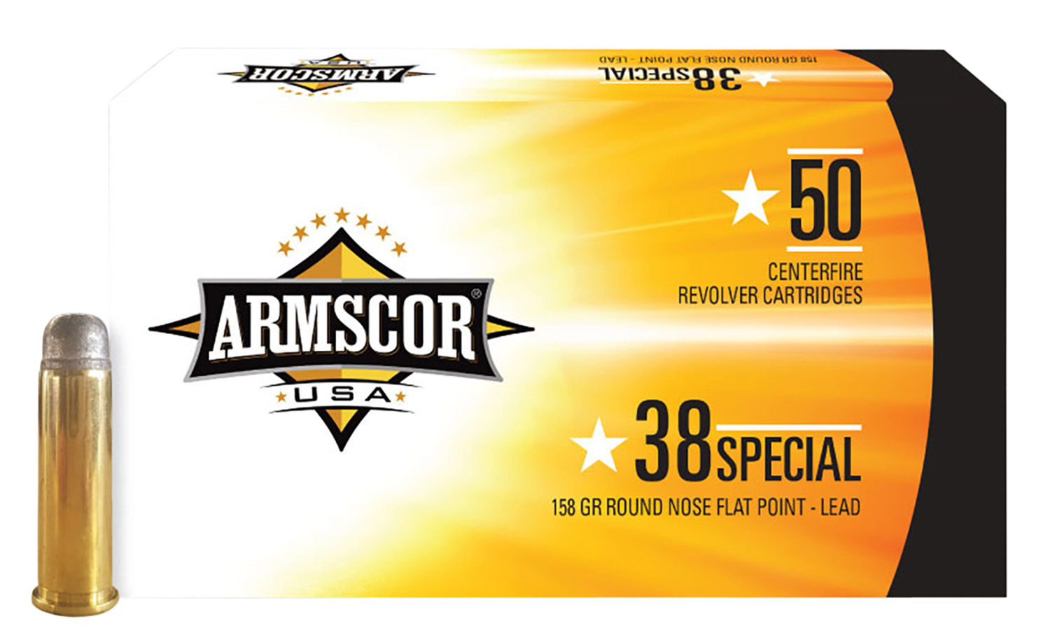 Armscor FAC385N USA 38 Special 158 Grain Lead Round Nose Flat Point 50 Round Per Box