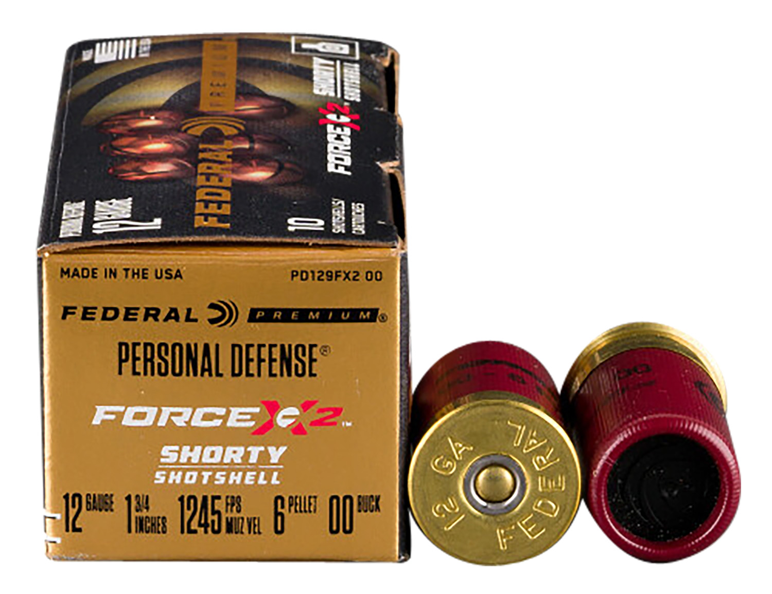 Federal PD129FX200 Premium Force X2 12Gauge 1.75" 6Pellets 00BuckShot 10 Per Box/10 Case