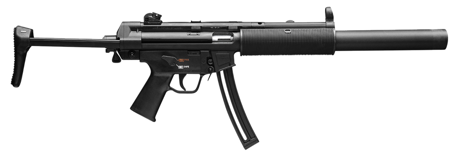 HK 81000469 MP5  Full Size 22 LR 10+1 16.10 Black Steel Barrel. Black Retractable Black Polymer Stock & Grips