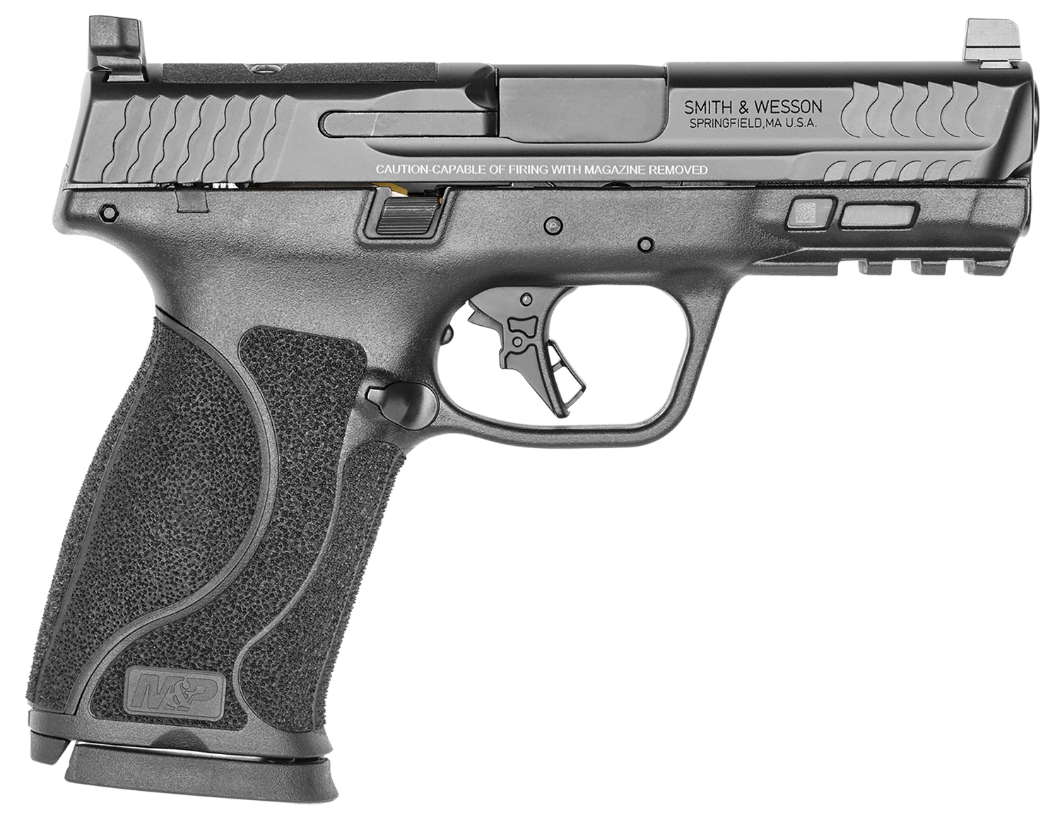 Smith & Wesson 13389 M&P M2.0  Full Size 10mm Auto 15+1, 4" Black Armornite Stainless Steel Barrel, Optic Cut/Serrated Stainless Steel Slide, Matte Black Polymer Frame w/Picatinny Rail