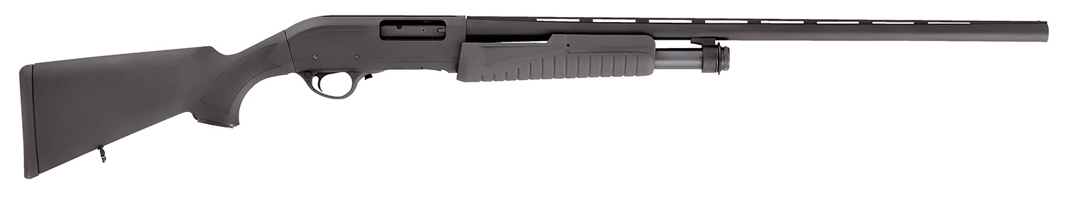 Escort HEFH12280501 Field Hunter  Full Size 12 Gauge Pump 3 4+1 28 Black Chrome Vent Rib Barrel, Black Anodized Grooved Aluminum Receiver, Fixed Black Synthetic Stock, Right Hand