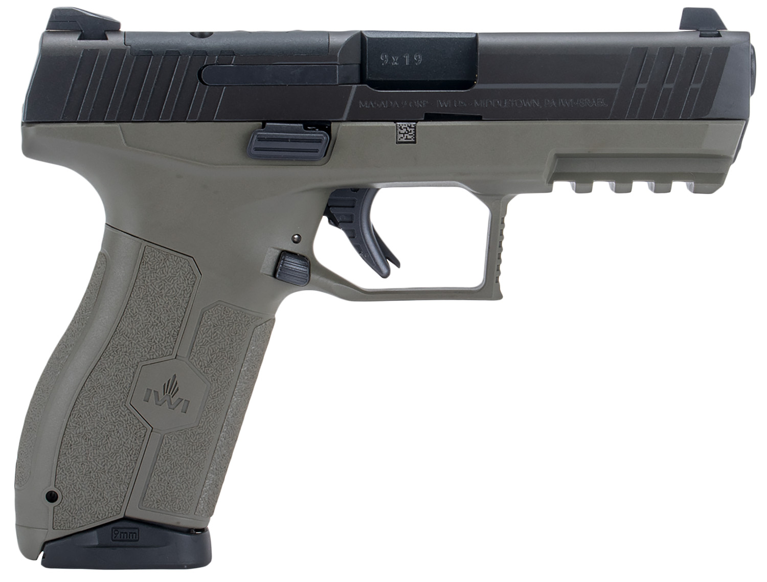 IWI MASADA Optics Ready Pistol - Black OD Green 9mm 4.1" Barrel 10rd Night Sights