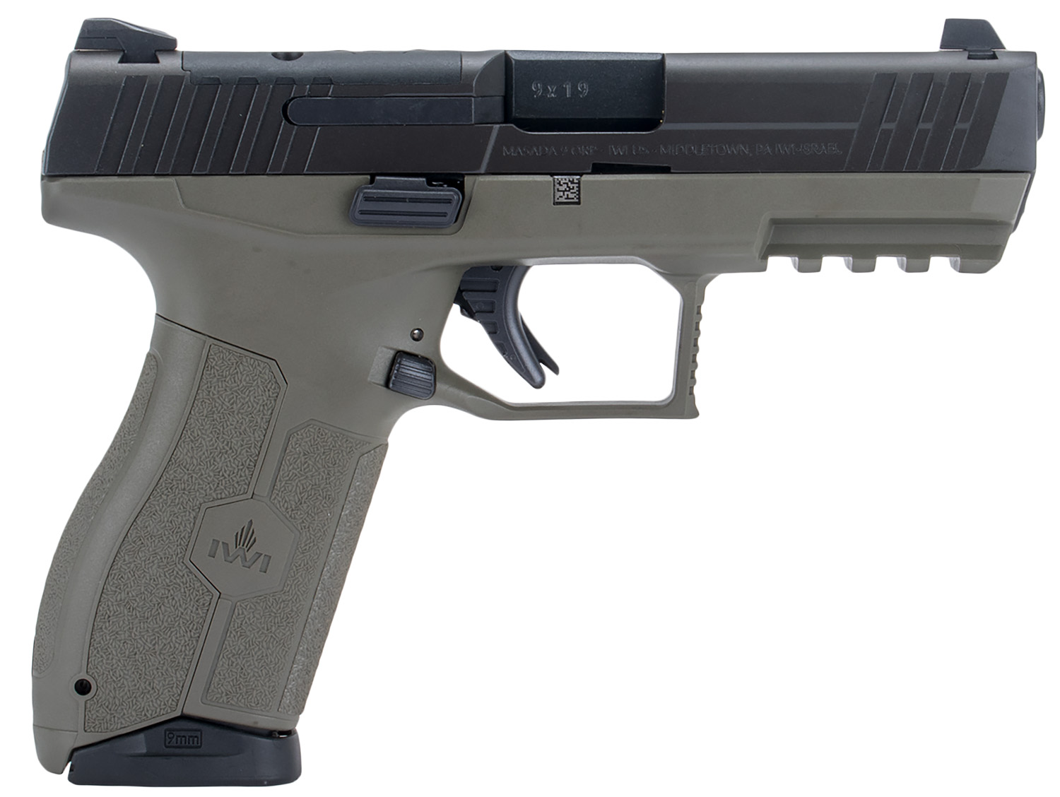 IWI MASADA Optics Ready Pistol - Black/OD Green 9mm 4.6" Threaded Barrel 10rd