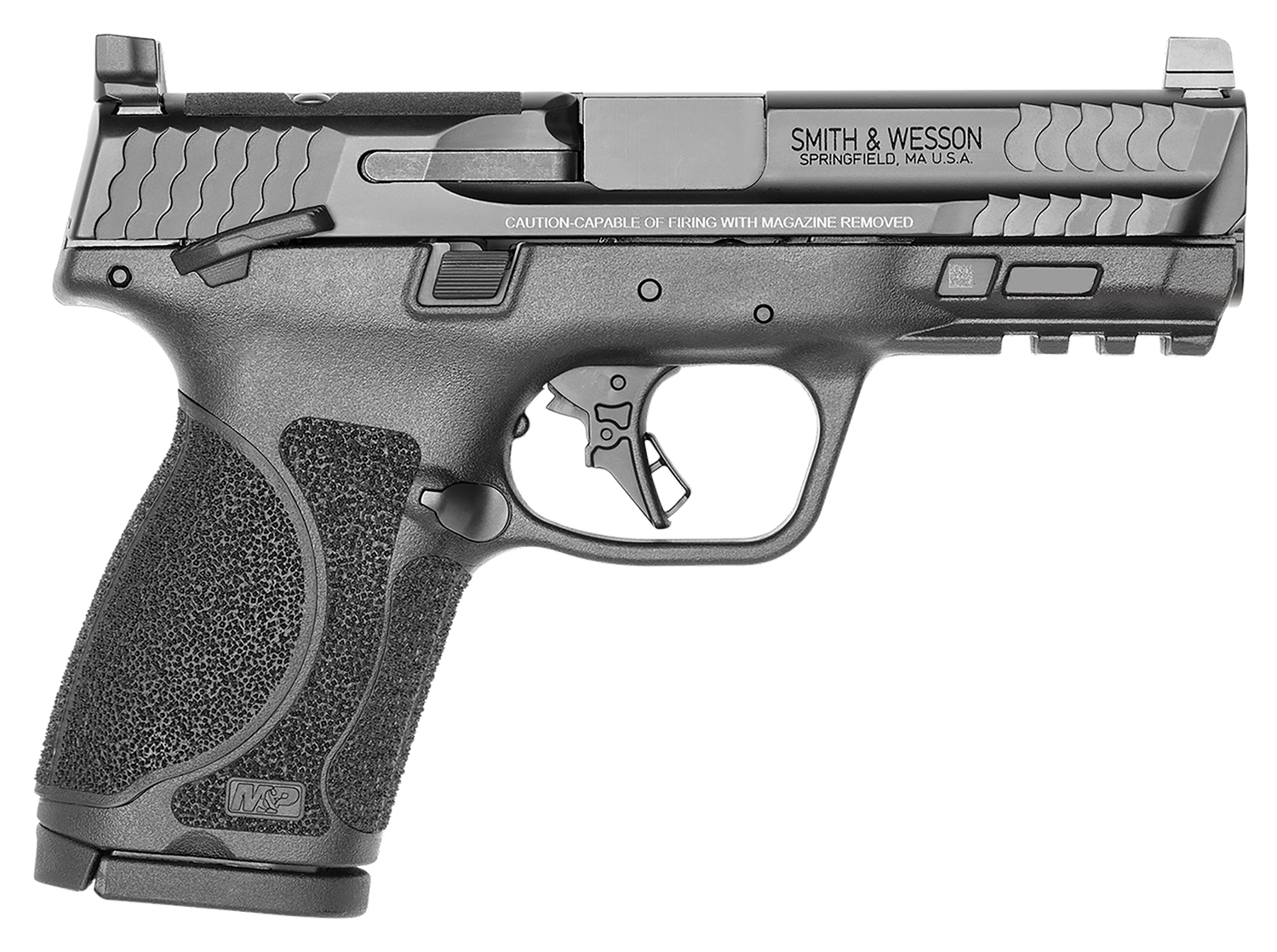 Smith & Wesson 13568 M&P M2.0  Compact 9mm Luger 15+1, 4" Black Armornite 4" Stainless Steel Barrel & Optic Ready/Serrated Slide, Matte Black Polymer Frame w/Picatinny Rail