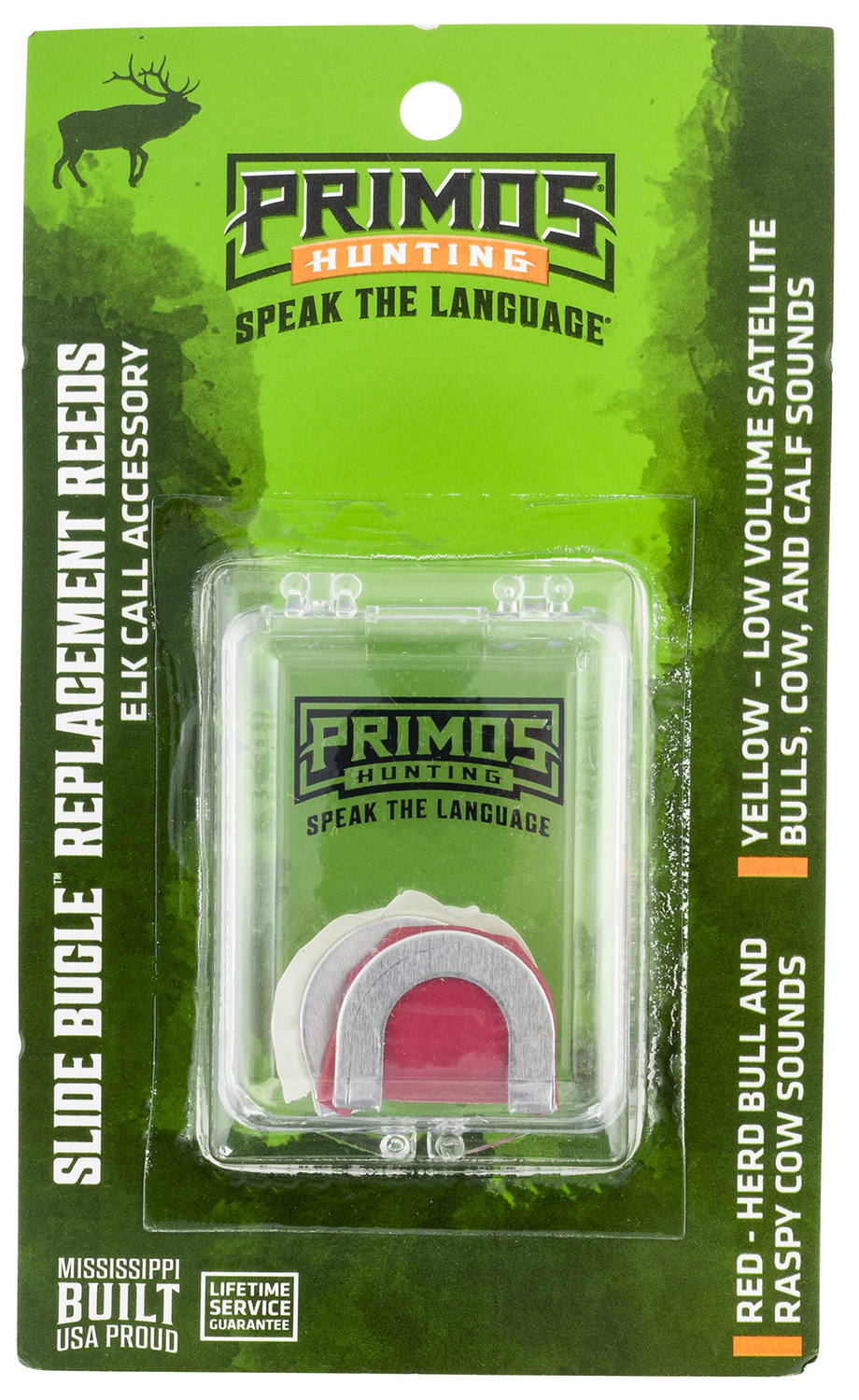Primos Slide Bugle Elk Call Replacement Reeds PS932MC - Red/Yellow 2 Reeds - Herd Bull, Raspy Cow, Low-Volume Satellite Bulls, Cows, Calves