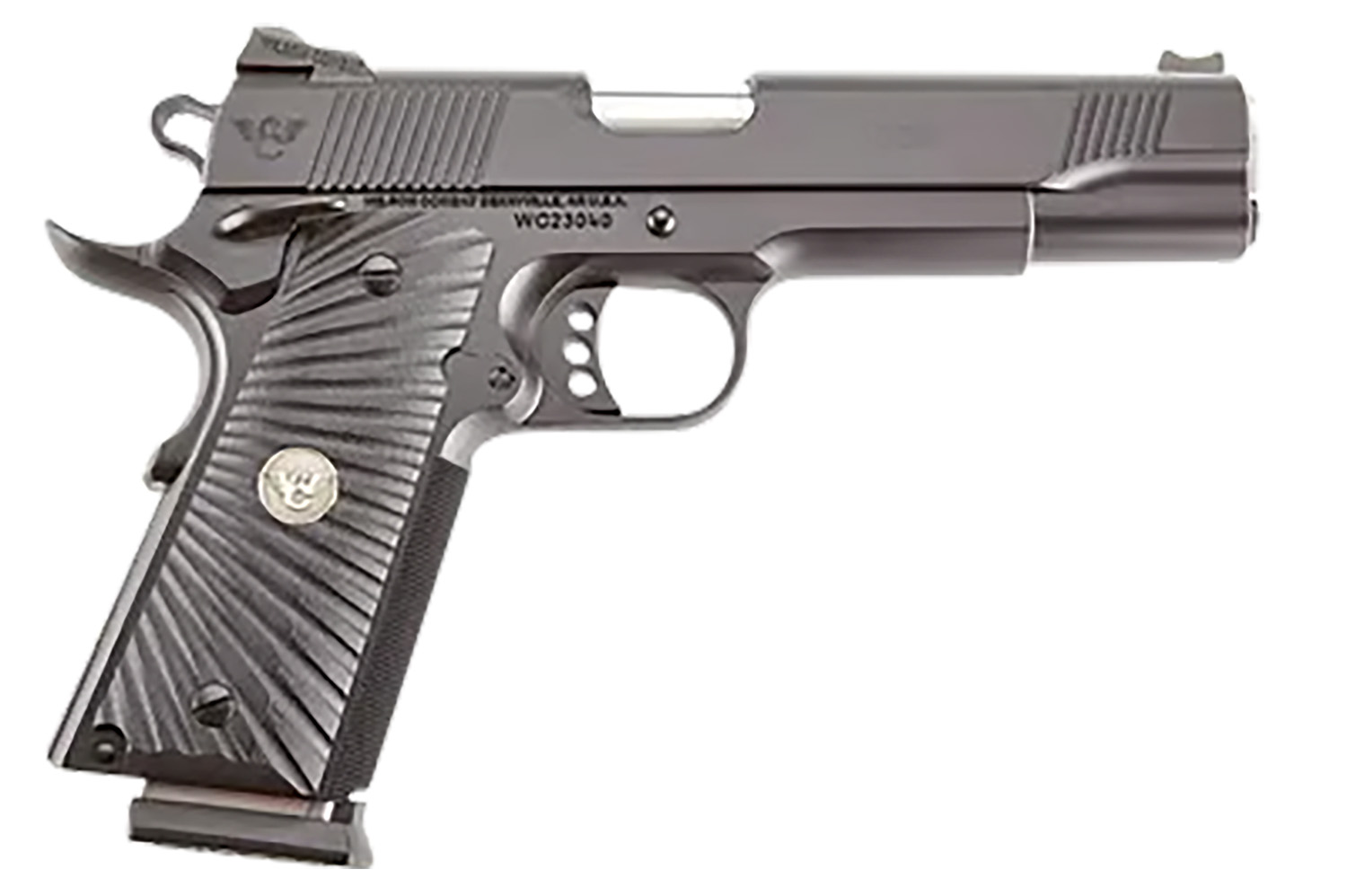 Wilson Combat CQBFS45A CQB  Full Size Frame 45 ACP 8+1 5" Match Grade Barrel, Black Serrated Carbon Steel Slide, Black Armor-Tuff Carbon Steel Frame w/Beavertail, Black G10 Starburst Grip