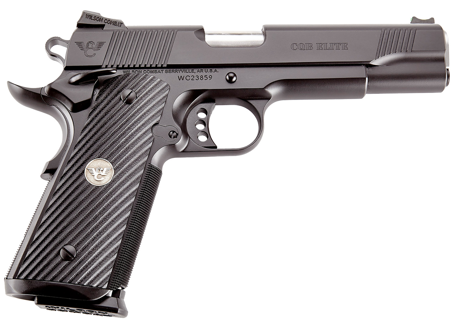 WILS Wilson Combat CQBEFS45A CQB Elite 45 ACP 8+1 5" Stainless Match Grade Barrel, Black Serrated Carbon Steel Slide, Black Carbon Steel Frame w/Beavertail, Black G10 Starburst Grip