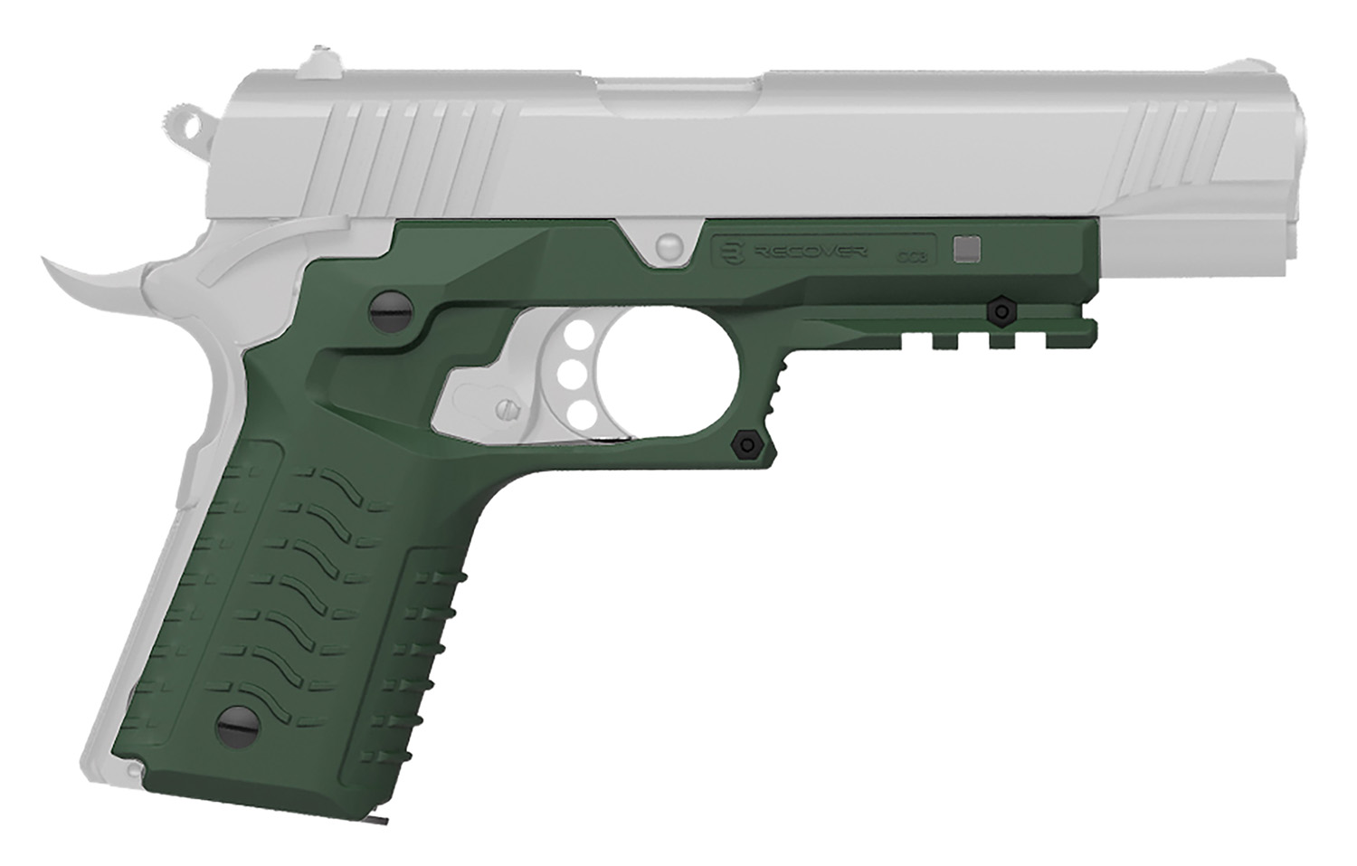Recover Tactical CC3H-03 Grip & Rail System  OD Green Polymer Picatinny for Standard Frame 1911