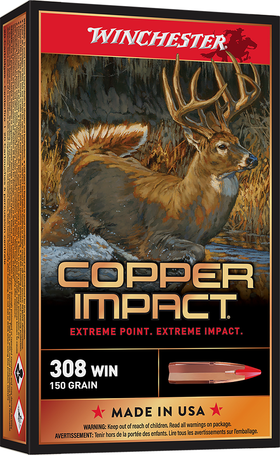 Winchester Ammo X308CLF Copper Impact 308 Win 150 Gr Extreme Point Copper 20 Bx/ 10 Cs (Lead Free)