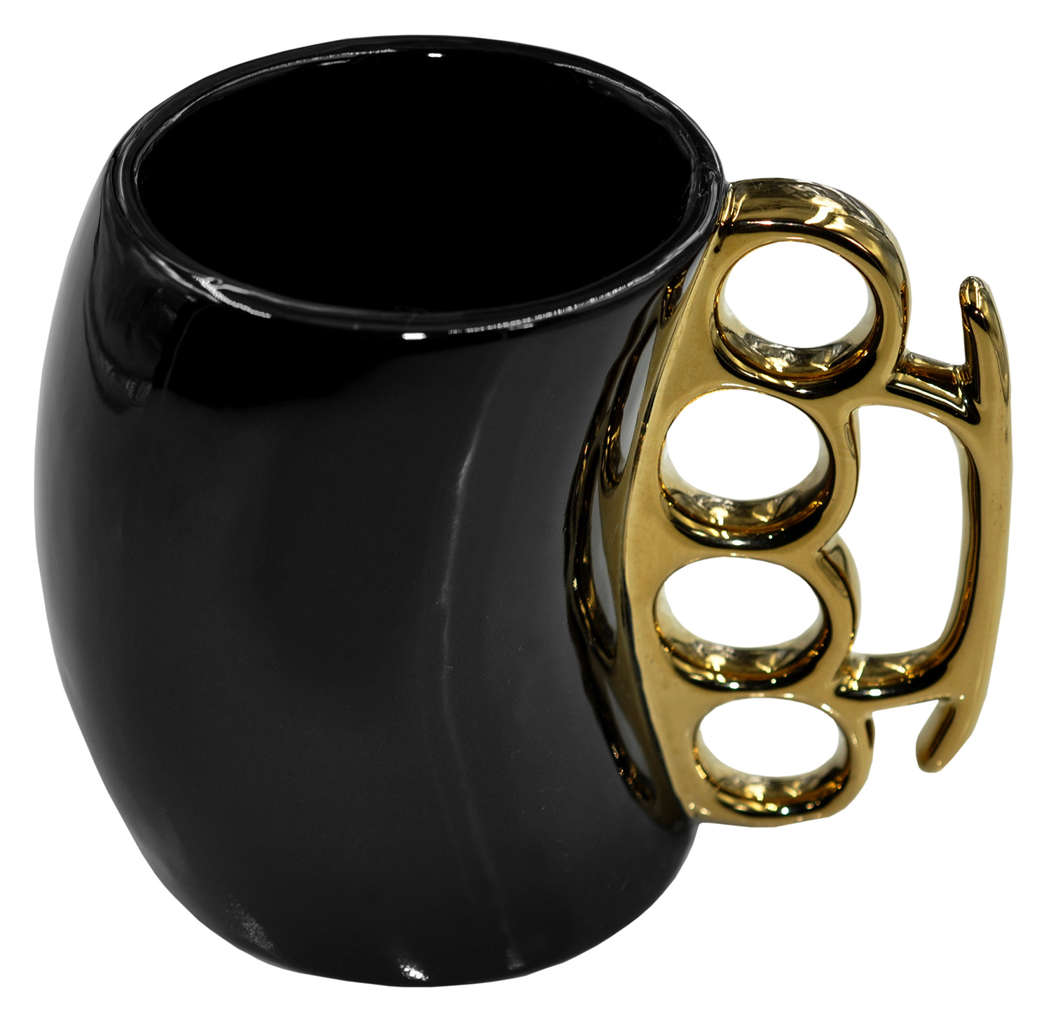 Caliber Gourmet CBGM1026 Brass Knuckle Mug Black Gold Ceramic