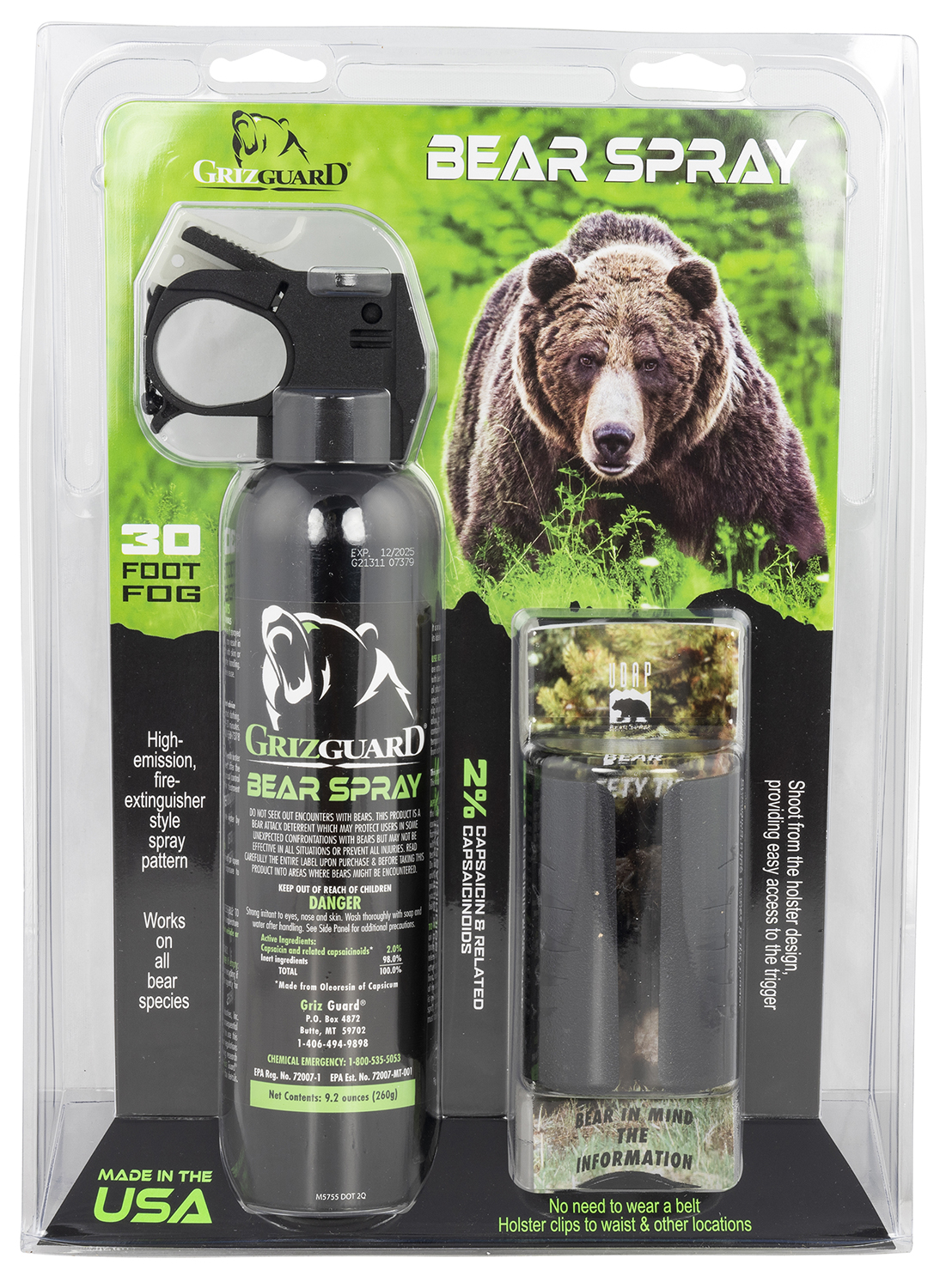 UDAP 260GG Griz Guard Bear Pepper Spray Black Effective 30 ft 9.2oz...-img-0
