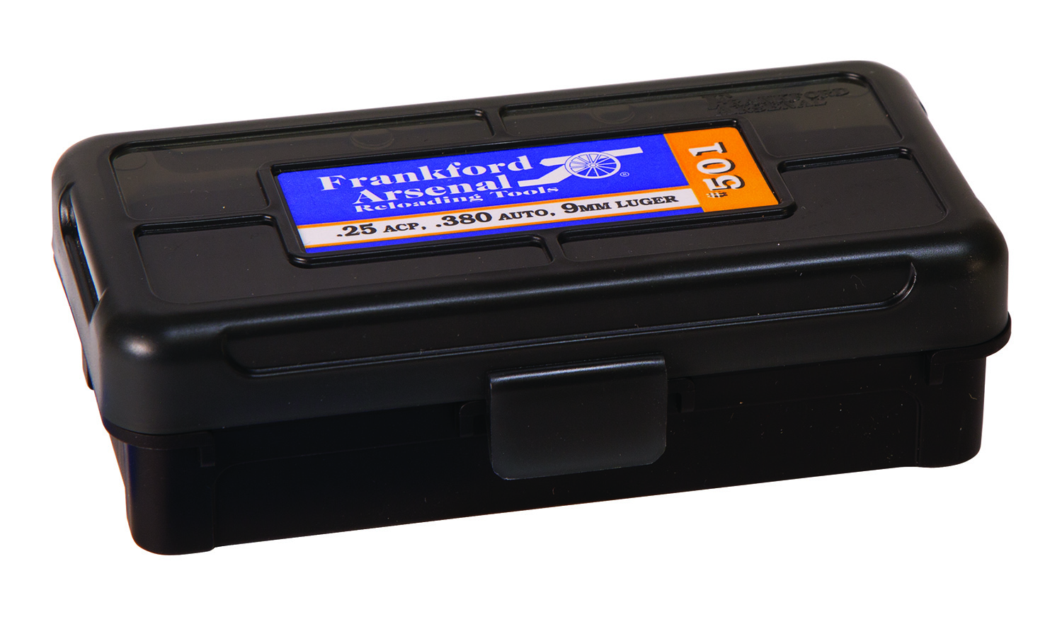 Frankford Arsenal 1083783 Hinge-Top Ammo Box 9mm/25/380ACP Black Polymer 50rd