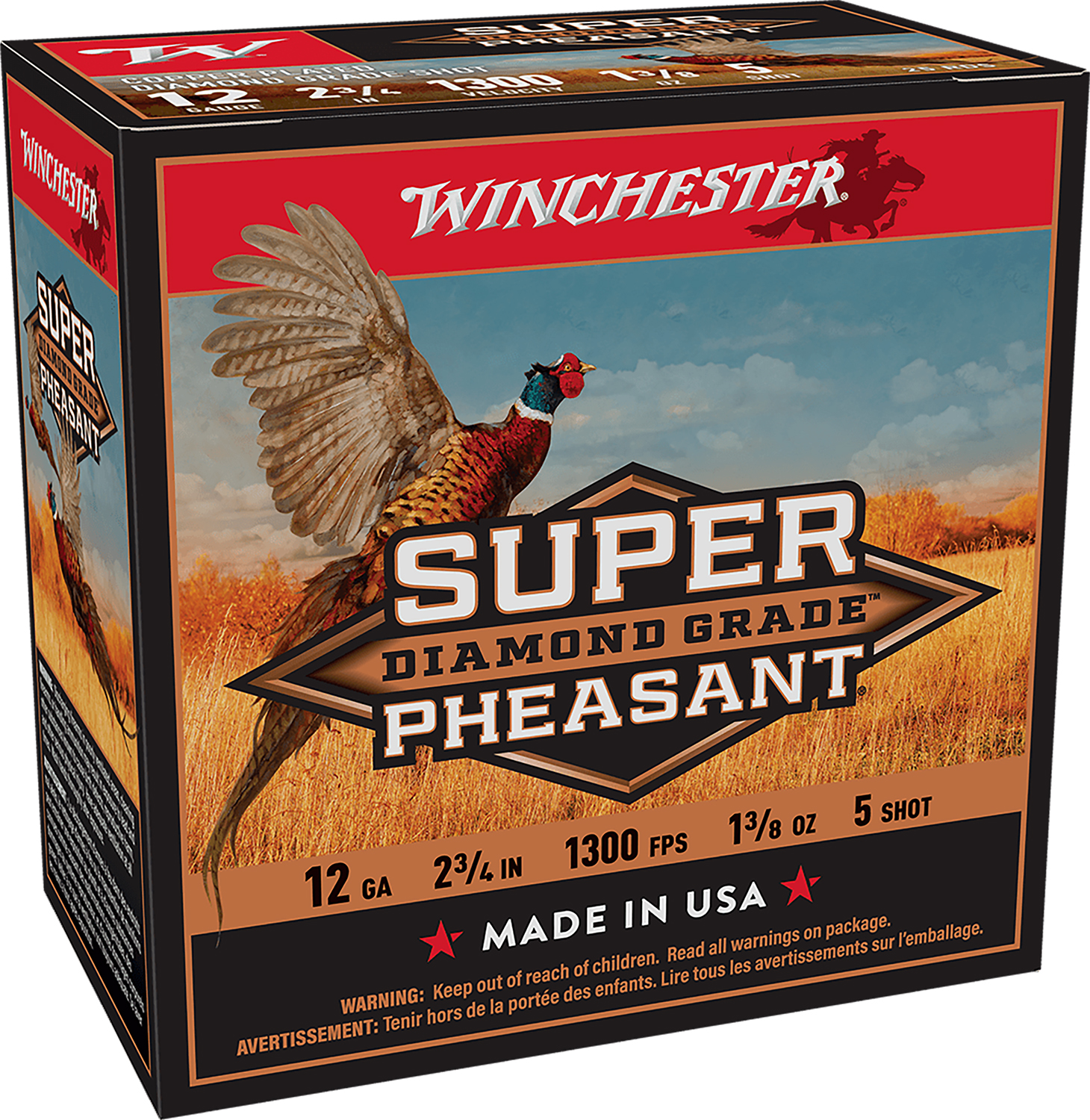 Winchester Ammo SPDG125 Super Pheasant Diamond Grade 12Gauge 2.75" 1 3/8oz 5Shot 25 Per Box/10 Case