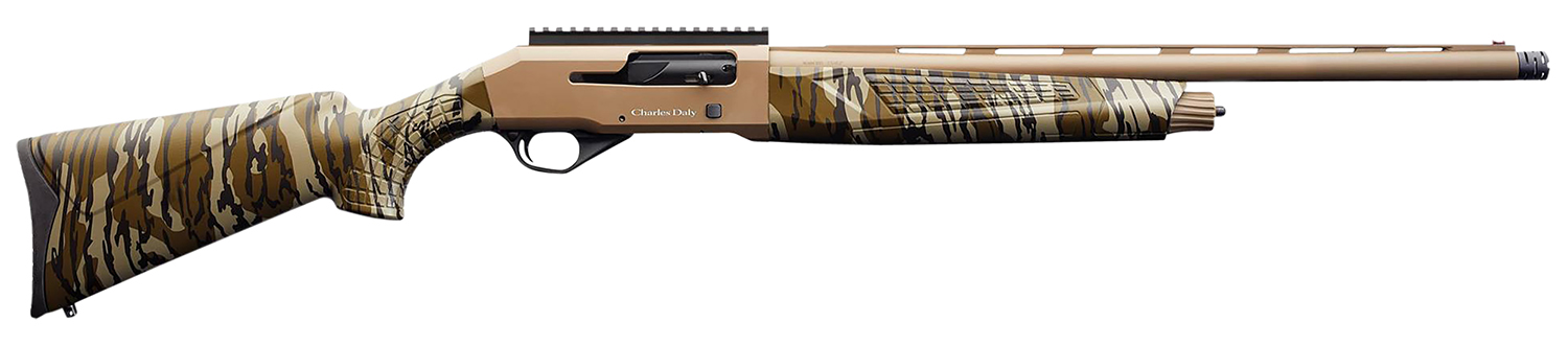 Charles Daly 930313 601  12 Gauge 4+1 3 24 Vent Rib Barrel, Flat Dark Earth Aluminum Receiver, Mossy Oak Bottomland Synthetic Stock, Fiber Optic Front/Picatinny Rail Rear, Includes 3 Choke Tubes