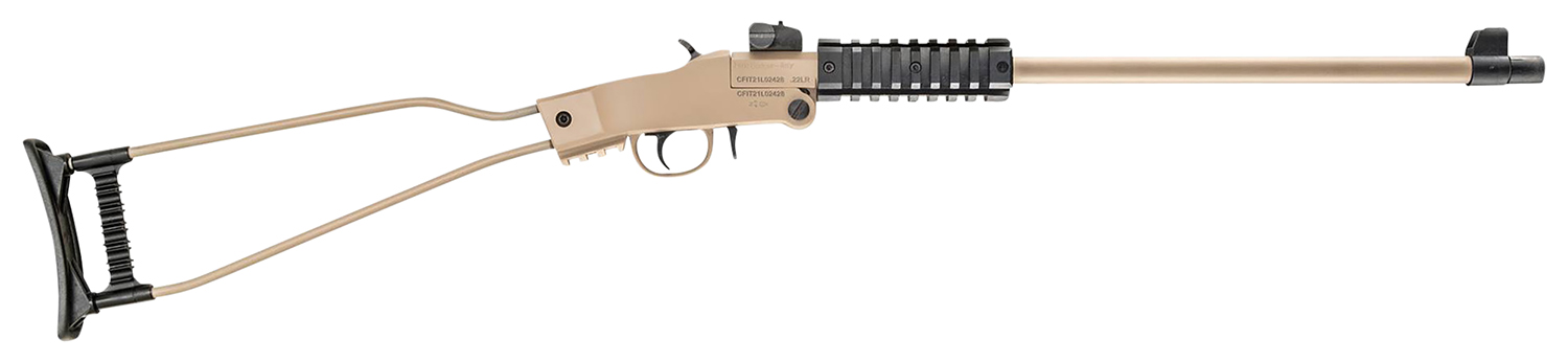 Chiappa Firearms 500255 Little Badger  Full Size 22 LR, 1 Shot 16.50 Desert Sand Cerakote Steel Barrel, Desert Sand Cerakote Quad Picatinny Receiver, Desert Sand Cerakote Wire Frame Stock, Right Hand