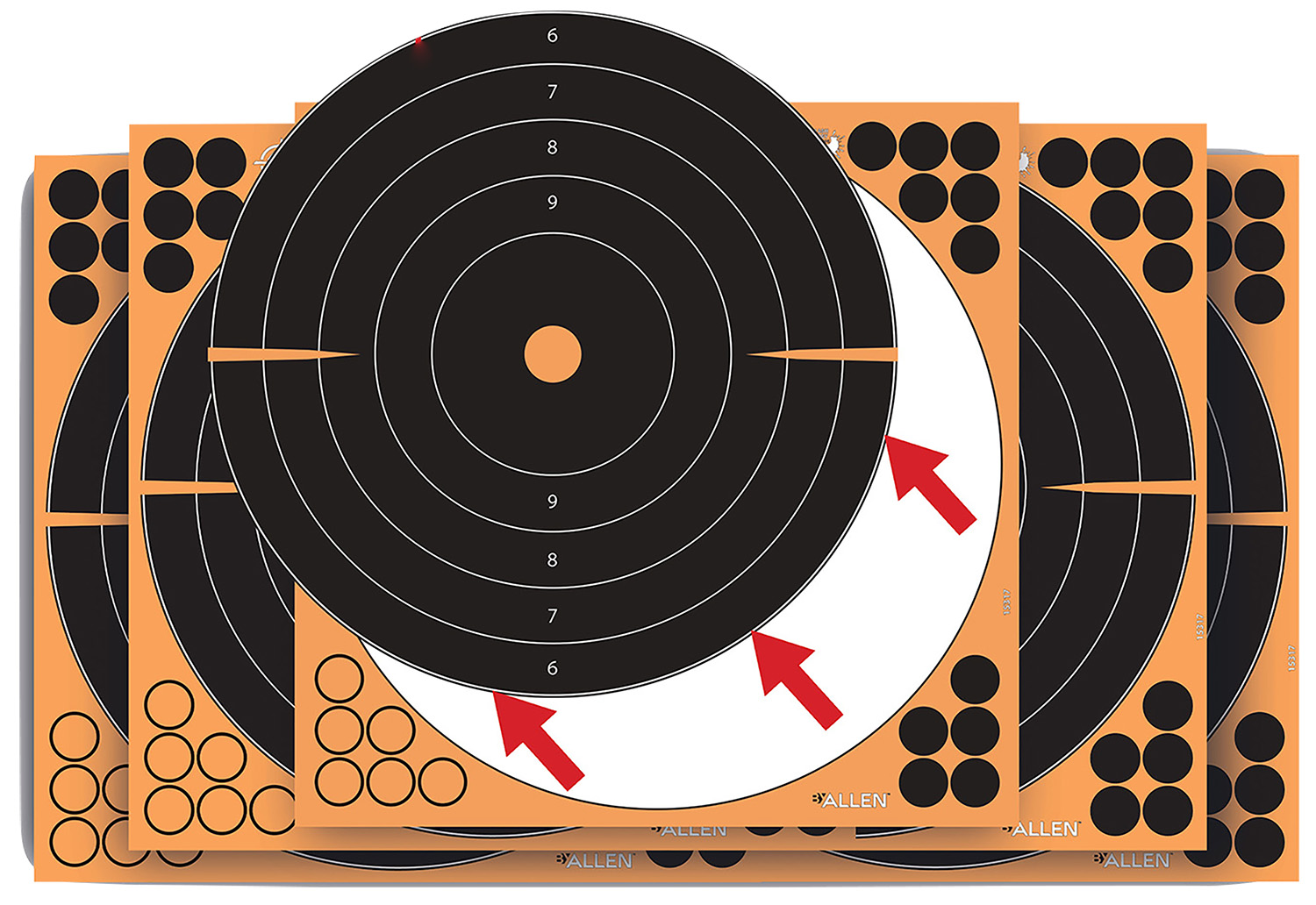 EZ-Aim 1531710 Splash Reactive  Self-Adhesive Paper Black/Orange  12"x12" Bullseye 10 Pack