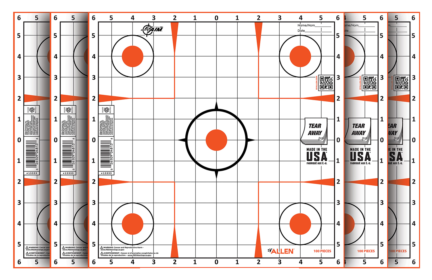 EZ-Aim 15333100 Sight-In  Grid Paper Self-Adhesive 12" x 12" Orange/White 100 Per Pack