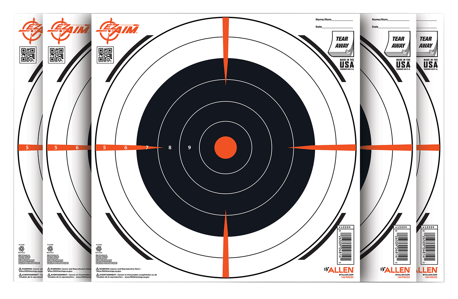 Allen EZ Aim 15334-100 Bullseye Target 12 in x 12 in 100 Pack - Allen Company