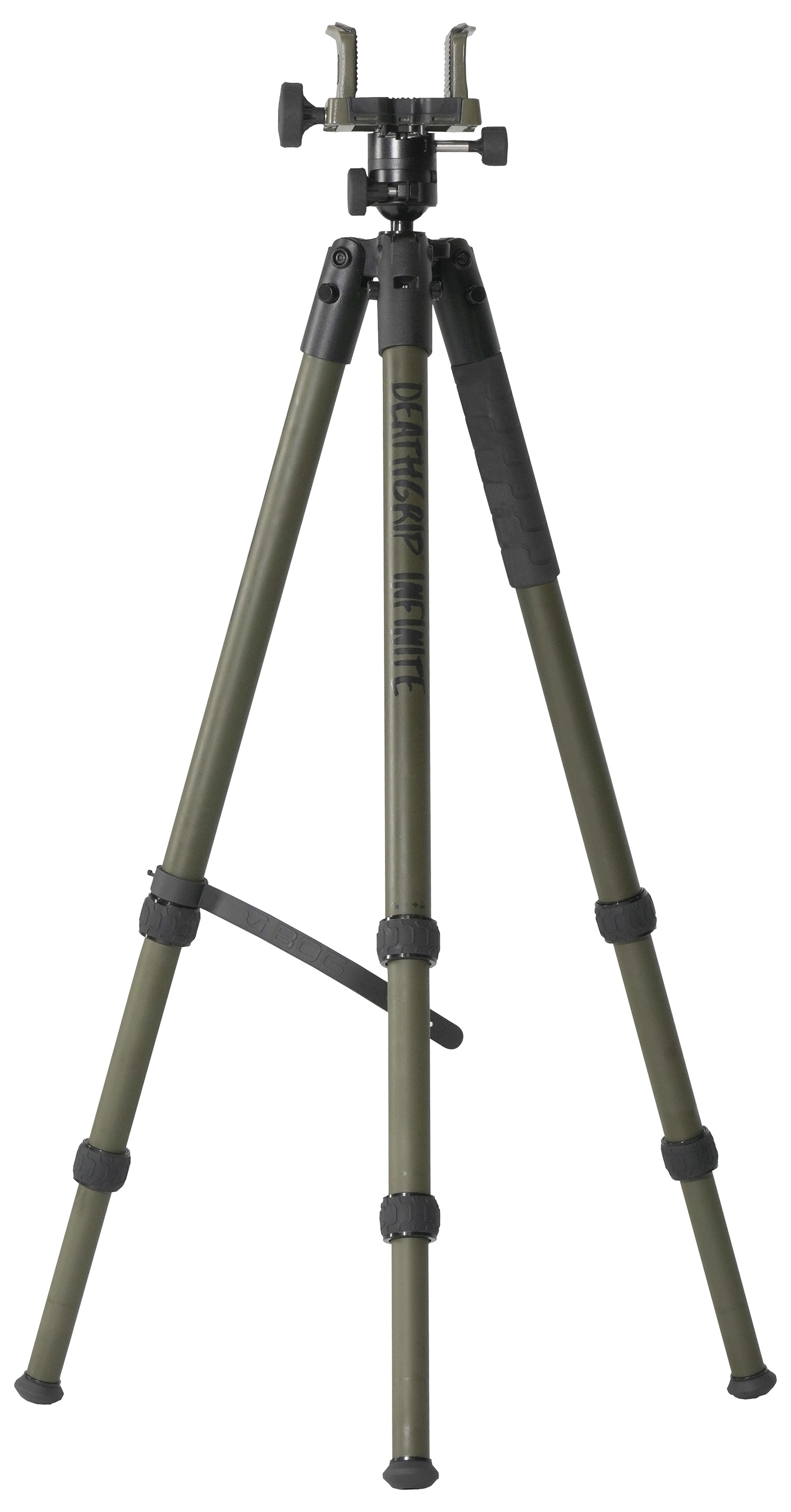 Bog-Pod 1159188 DeathGrip Infinite Tripod, Aluminum with Black/OD Green Finish, Ball Head Mount, Hybrid Foot & DeathGrip Clamping System 6.5-59