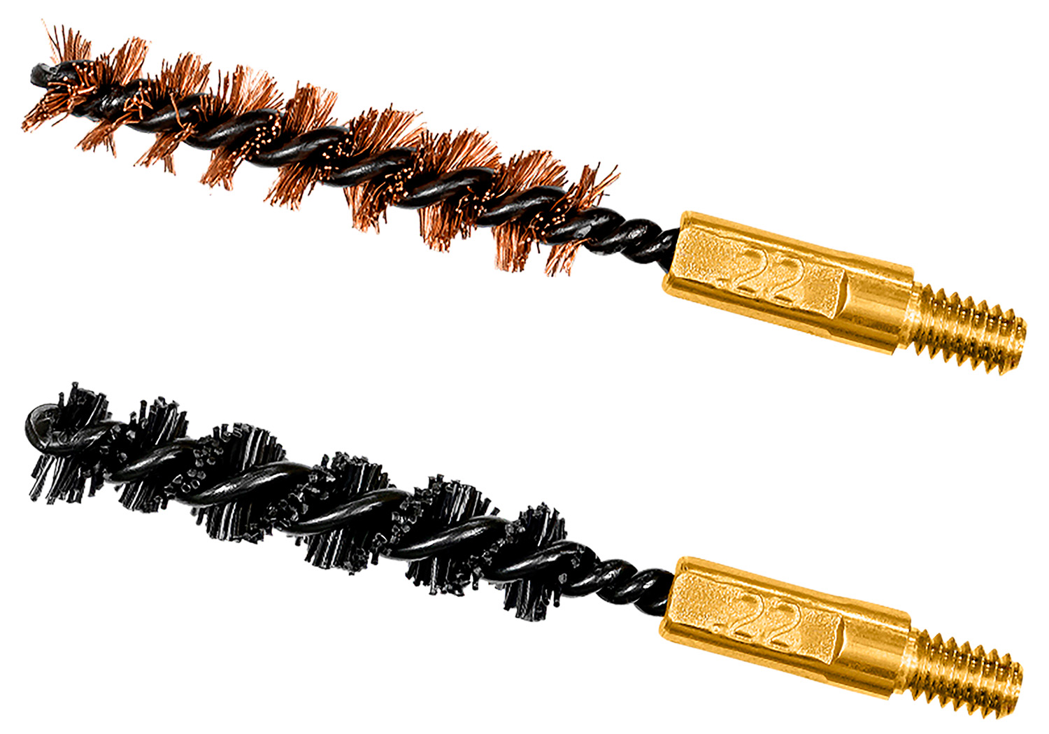 Otis FG322NB Bore Brush Set  5.56mm/22 LR/22-250/223 Cal 8-32 Thread 2 Long Bronze/Nylon Bristles 2 Per Pkg