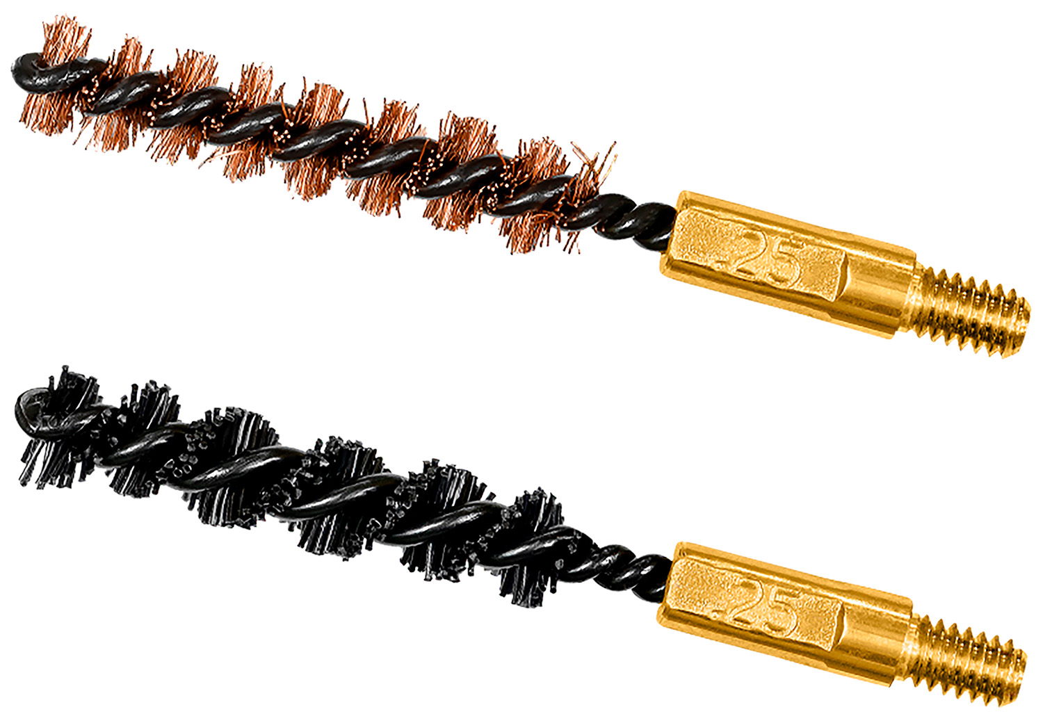 Otis FG325NB Bore Brush Set  6mm/250/243/257 Cal 8-32 Thread 2 Long Bronze/Nylon Bristles 2 Per Pkg