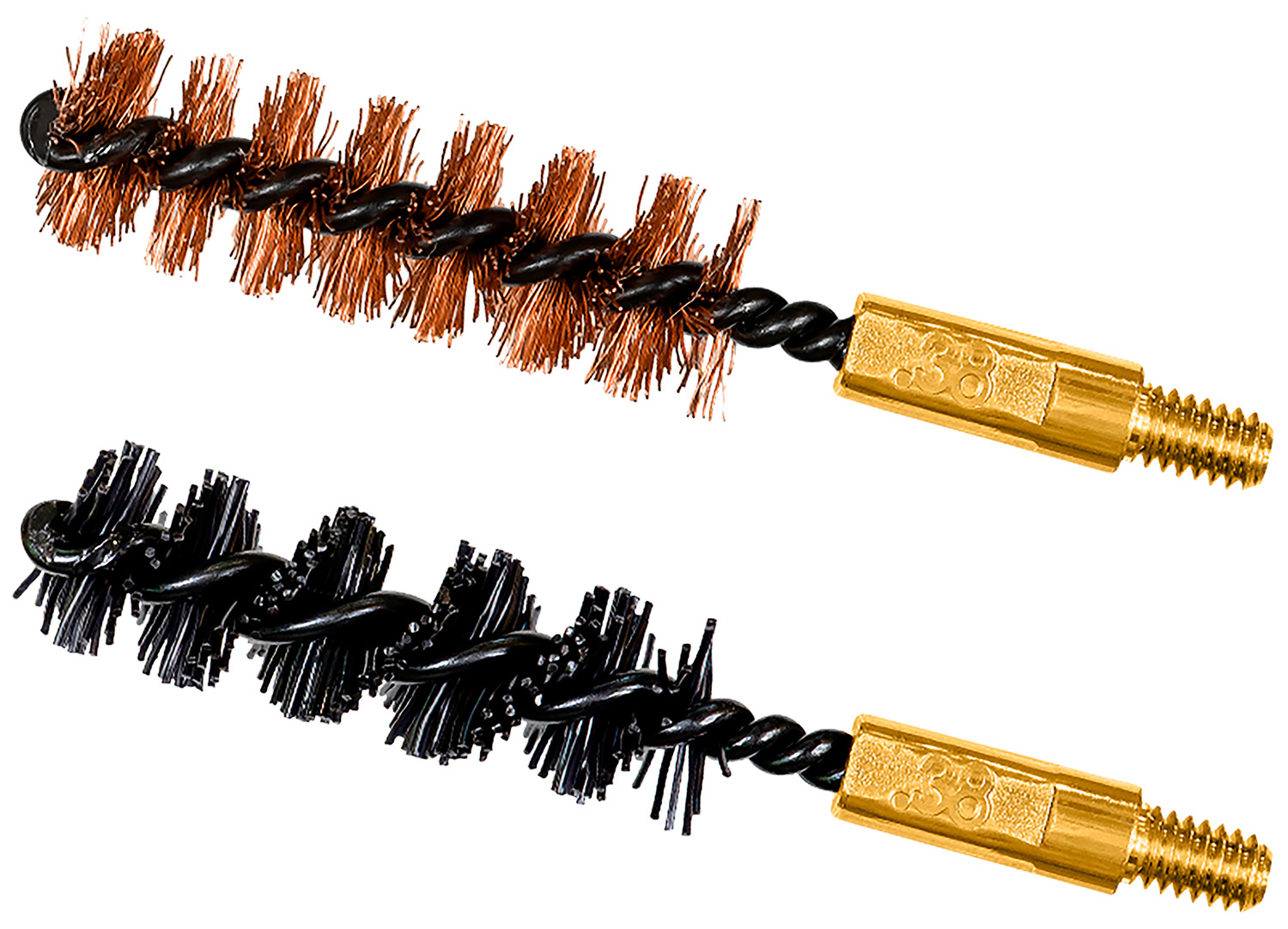 Otis FG338NB Bore Brush Set  9mm/38 Spl/375/380 Cal 8-32 Thread 2 Long Bronze/Nylon Bristles 2 Per Pkg