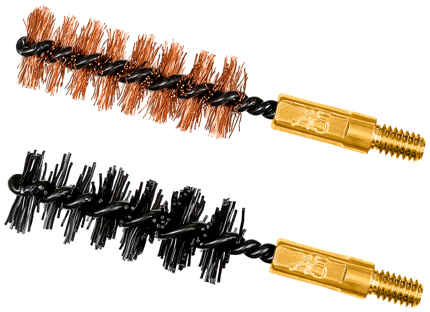 Otis FG345NB Bore Brush Set  44 Mag/458/45/460/450/454 Cal 8-32 Thread 2 Long Bronze/Nylon Bristles 2 Per Pkg
