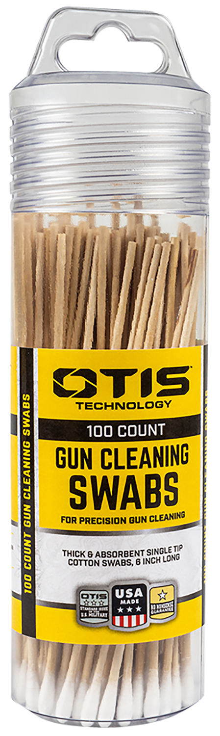 Otis FG241100 Gun Cleaning Swabs Cotton/Wood 6 Long 100 Includes Reusable Storage Tube