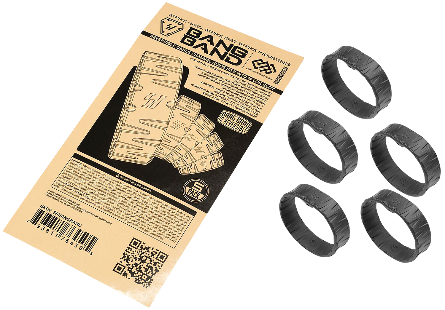 Strike Industries SI-BANGBAND Black Rubber Bands 5 Pack NBR Heat Resistant