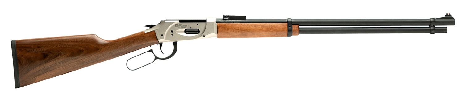Gforce Arms GFLVR410NKL Saddlehorn  Full Size 410 Gauge Lever 2.50 9+1 24 Black Steel Barrel, Nickel Aluminum Receiver, Fixed Turkish Walnut Wood Stock, Right Hand