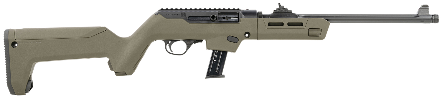 Ruger 19131 PC Carbine Takedown 9mm Luger 17+1 16.10" Threaded/Fluted Barrel, Type III Hard Coat Anodized Aluminum Alloy Receiver, OD Green Magpul PC Backpacker Stock, Optics Ready