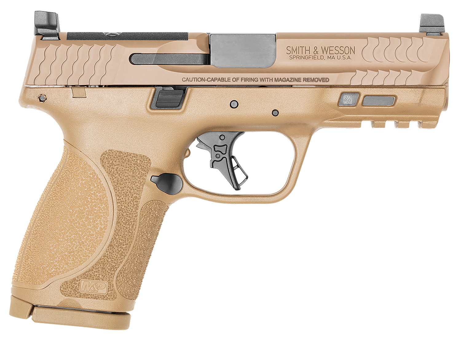 Smith & Wesson 13572 M&P M2.0  Compact 9mm Luger 15+1, 4" Stainless Steel Barrel & Optic Cut/Serrated Stainless Steel Slide, Flat Dark Earth Polymer Frame w/Picatinny Rail