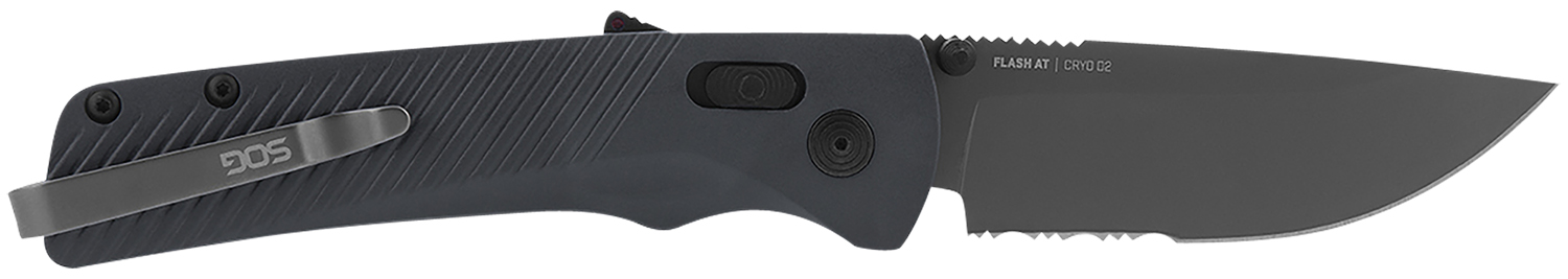 SOG SOG11180641 Flash AT 3.45" Part Serrated D2 Blade Urban Grey Handle