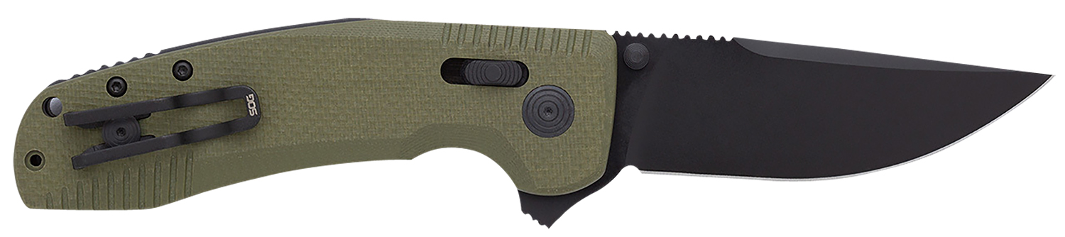 SOG SOG12380241 SOG-TAC XR 3.39" D2 Steel Blade OD Green G10 Handle - SOG - CLIP POINT