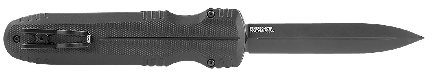 SOG Knife Pentagon OTF Blackout 3.79" Dbl Edge - SOG - SPEAR POINT