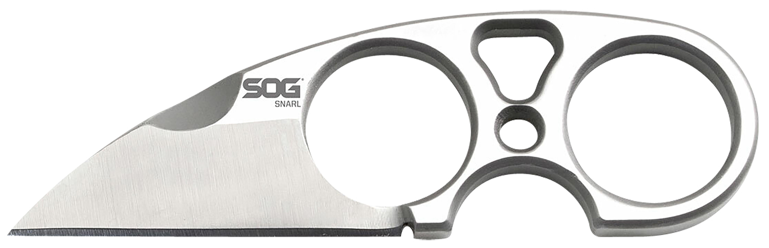 S.O.G SOG-JB01K-CP Snarl  2.30 Fixed Plain Sheepsfoot Satin 9Cr18MoV SS Blade/ Silver Stainless Steel Handle
