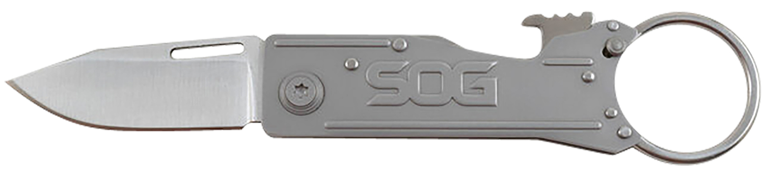 S.O.G SOG-KT1001-C KeyTron  1.80 Folding Plain Clip Point Grey 5Cr13MoV SS Blade/ Grey Stainless Steel Handle