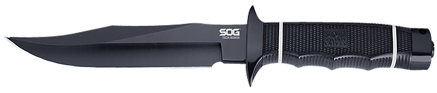SOG SOGS10BK Tech Bowie 6.4" Fixed Blade Black TiNi AUS-8 Kraton Handle