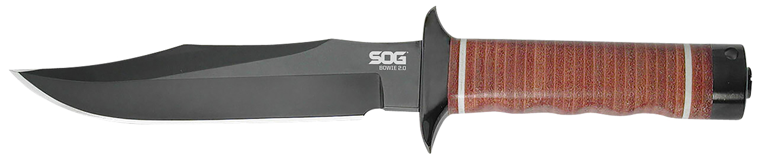 SOG Bowie 2.0 S1TL Knife - 6.4" AUS8 SS Blade, TiNi Finish, Leather Handle - SOG - CLIP POINT for sale at TheGunDock