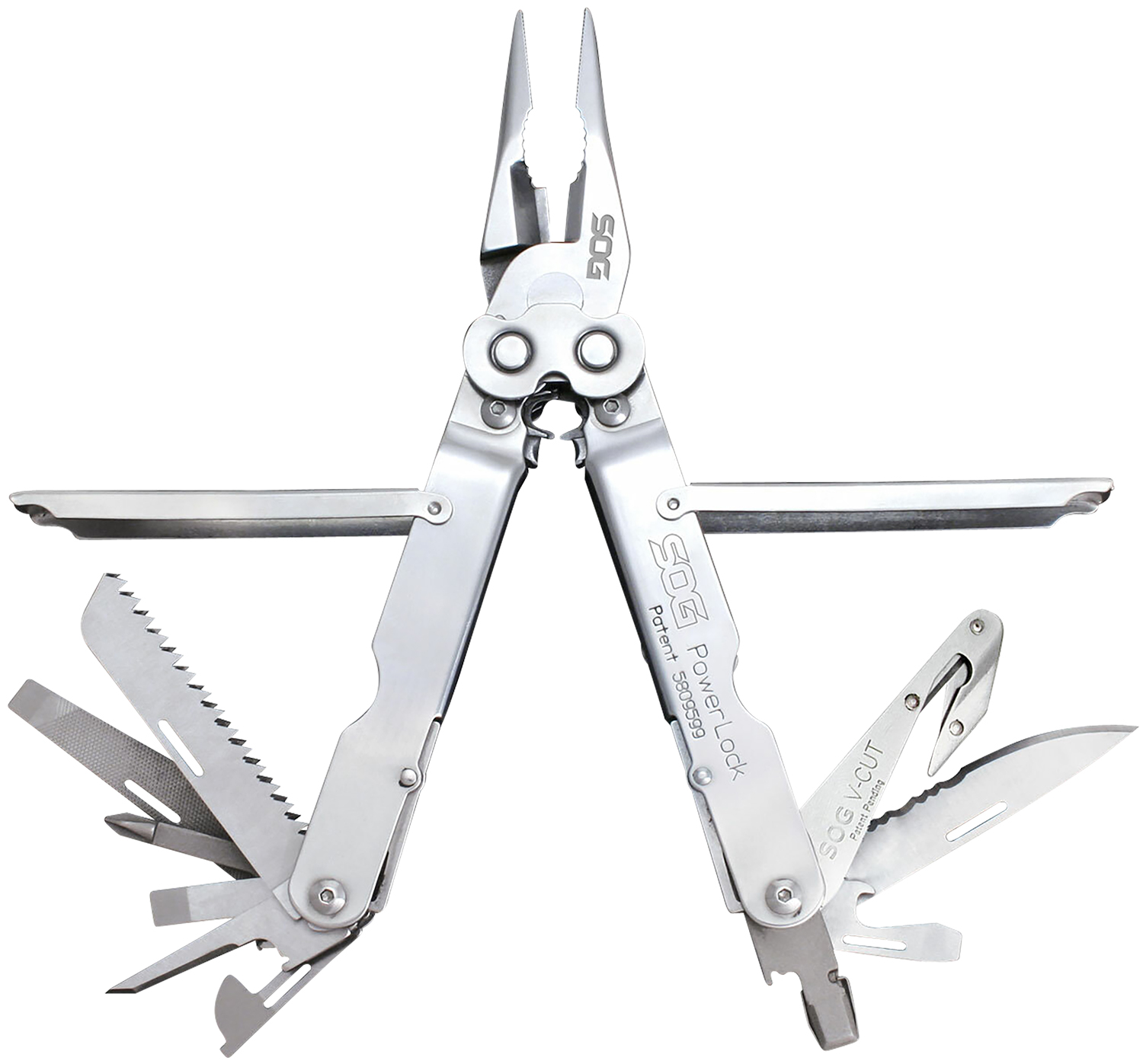 SOG SOG-S62N-CP PowerLock V-Cutter 420 Stainless Steel Multi-Tool 7" - SOG