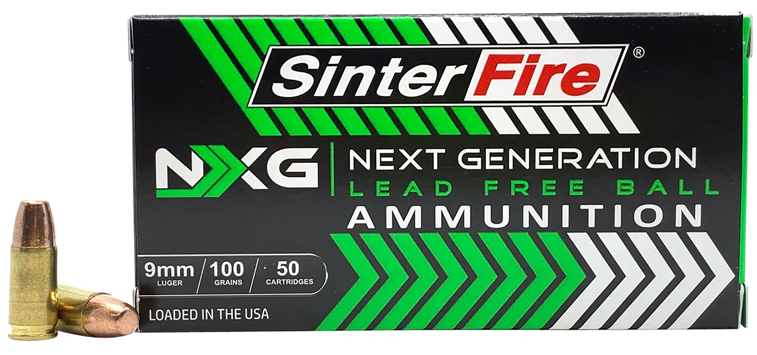 SinterFire SF9100NXG 9mm 100gr Lead-Free Ammo, 50 Rounds, Brass Case