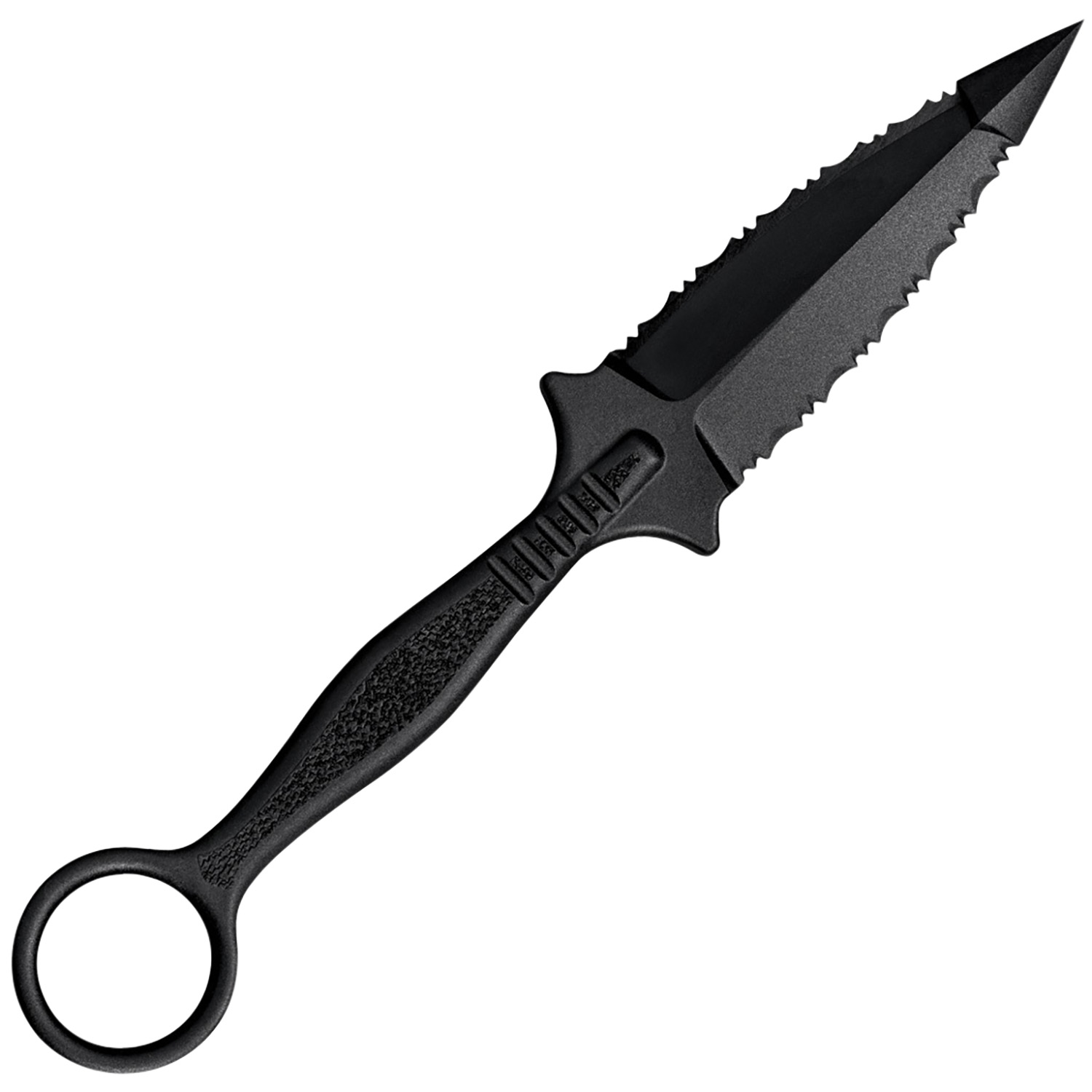 Cold Steel CS92FR FGX Ring Dagger 3.50 Fixed Serrated Dagger Black Griv-Ex Blade/Black w/Molded Ring Griv-Ex Handle