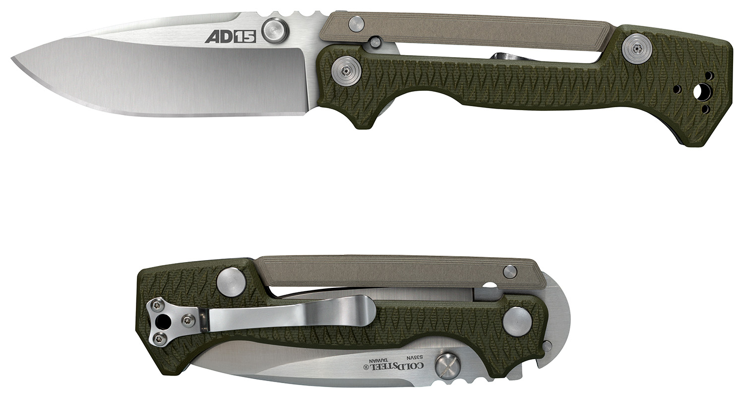 Cold Steel CS58SQ AD-15 3.5" S35VN Spear Point Folding Knife Black Handle