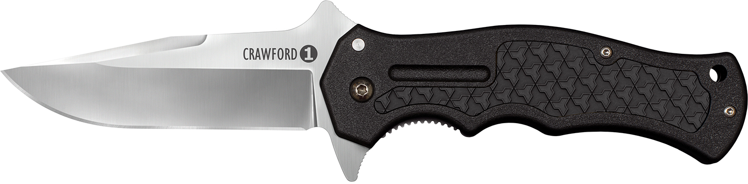 The Crawford Model 1 blade features a wide saber grind strong sharp point