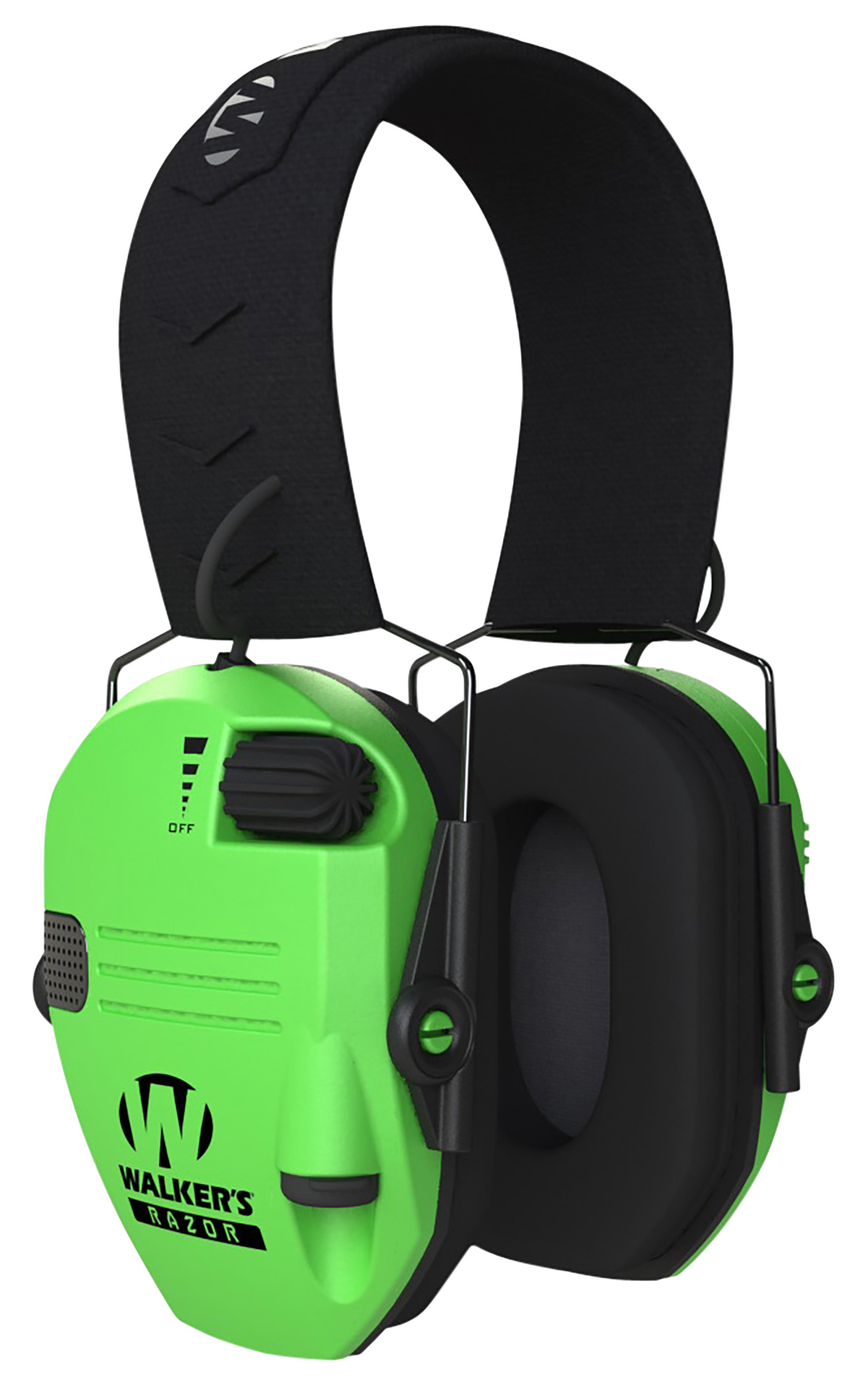 Walker's Razor Slim Electronic Muff 23 dB Hi-Viz Green/Black - HD Sound, Dual Microphones